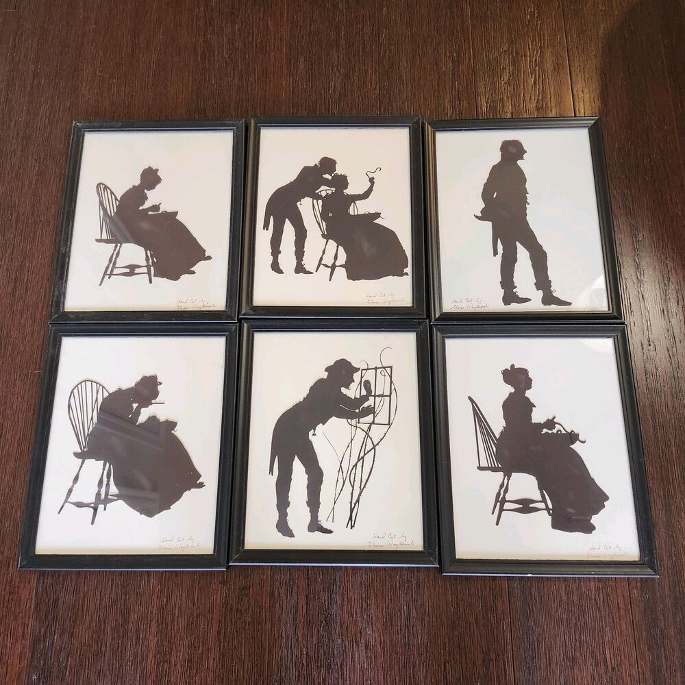 Vintage Hand Cut Paper Silhouettes Gloria Wojtowich Winslow Homer Set of 6
